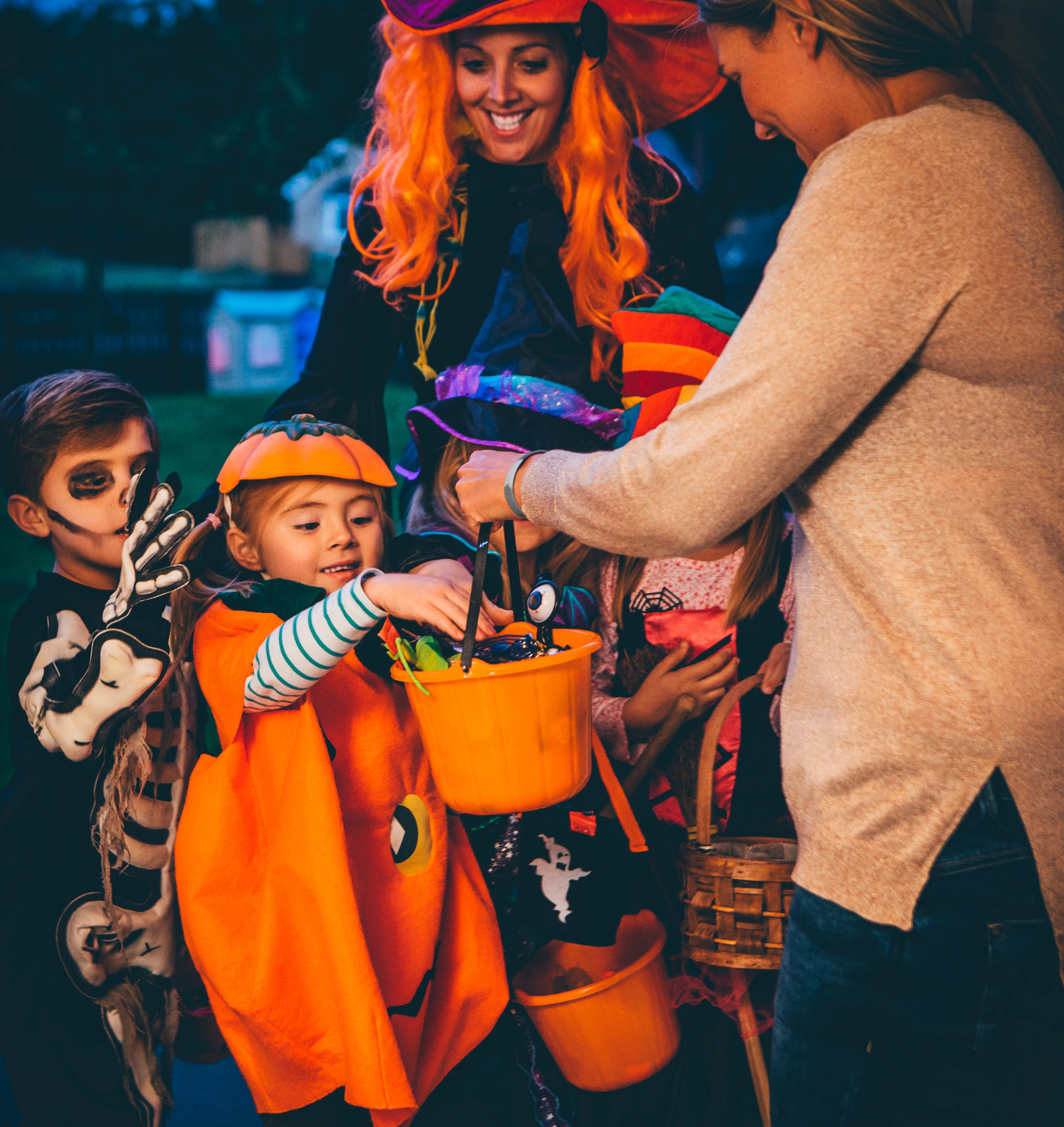 Kids trick or treating on Halloween